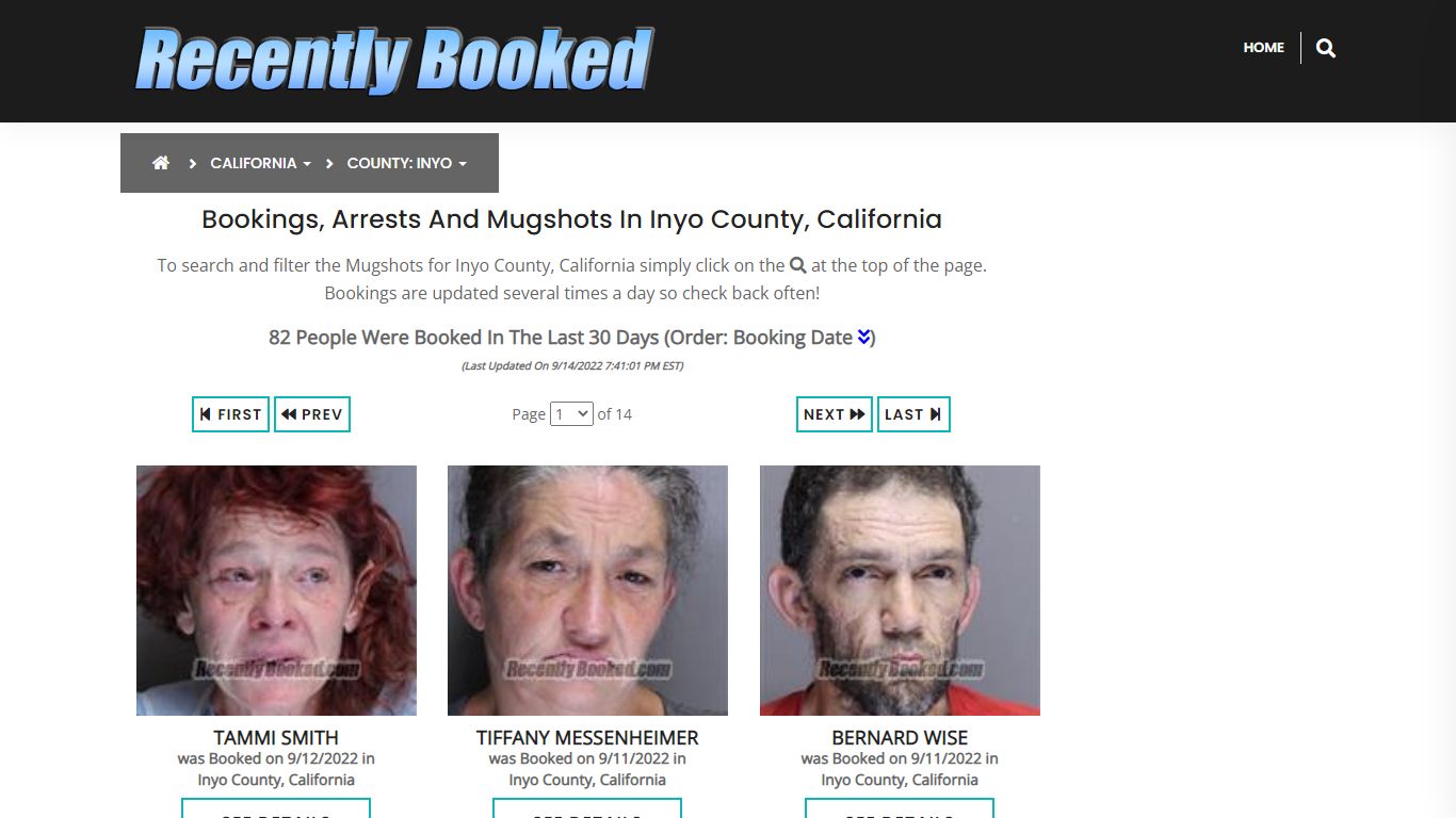 Recent bookings, Arrests, Mugshots in Inyo County, California