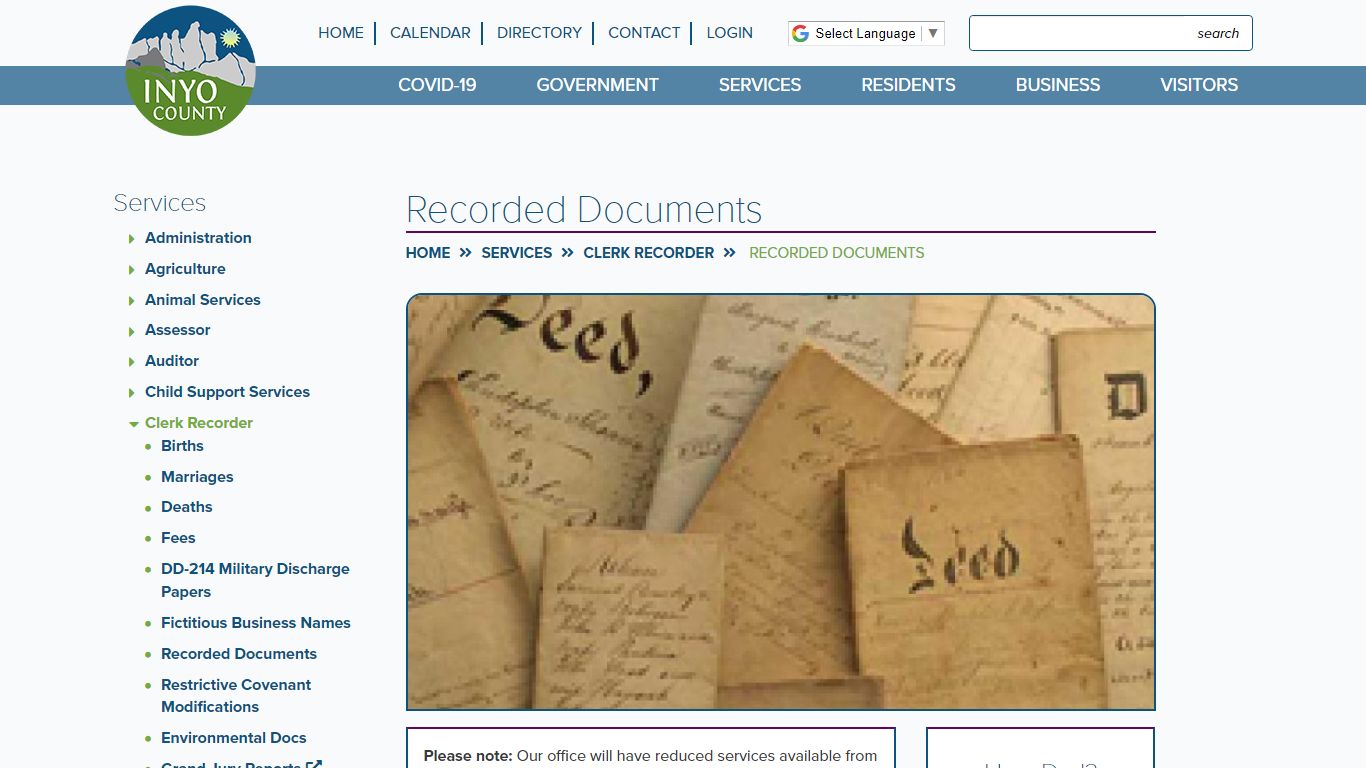 Recorded Documents | Inyo County California